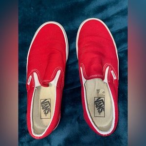 Red slip on vans men size 8